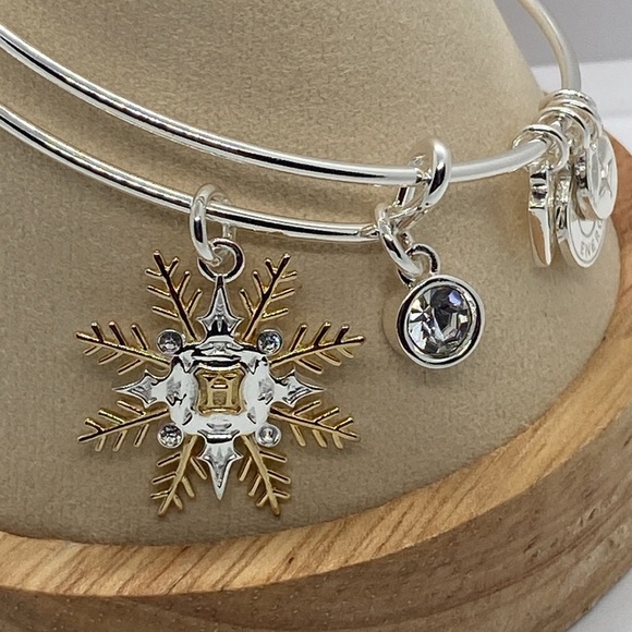 Alex and Ani•HARRY POTTER™•Hogwarts Two-Tone Snowflake Bangle - Picture 2 of 7